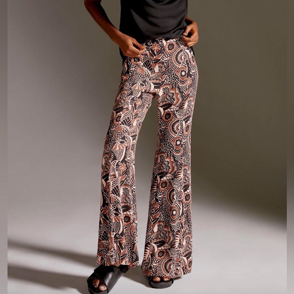 NWT Anthropologie Printed Drapey Flare Pants